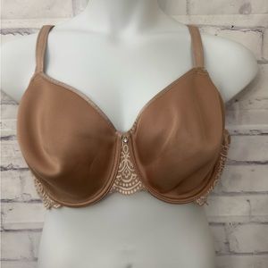 Soma Bra Size 44D Beige Unlined Smooth Full Coverage Underwire Lace Sides Sexy‎